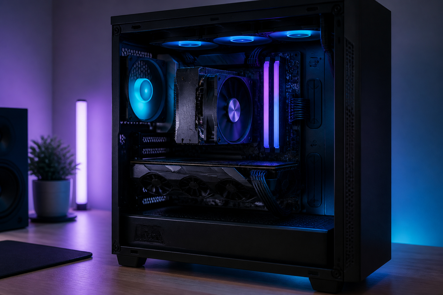 Gaming-PC mit Arbeitsspeicher und RGB-Beleuchtung