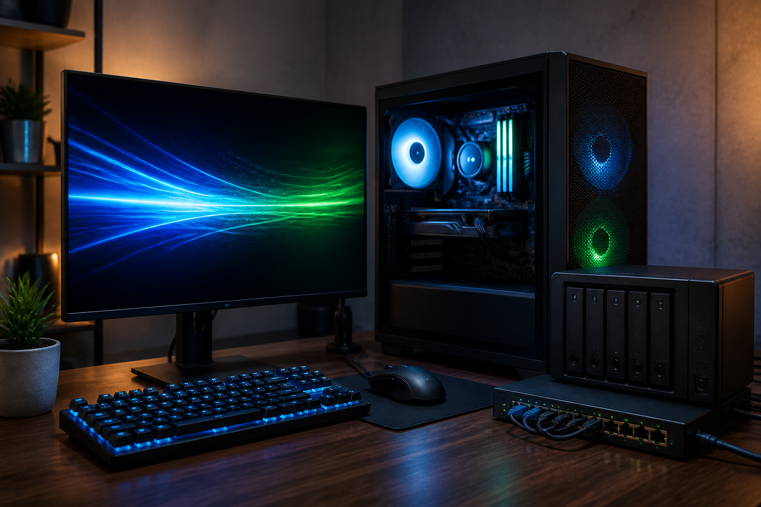 NAS und Gaming-PC über 2,5G Netzwerk verbunden