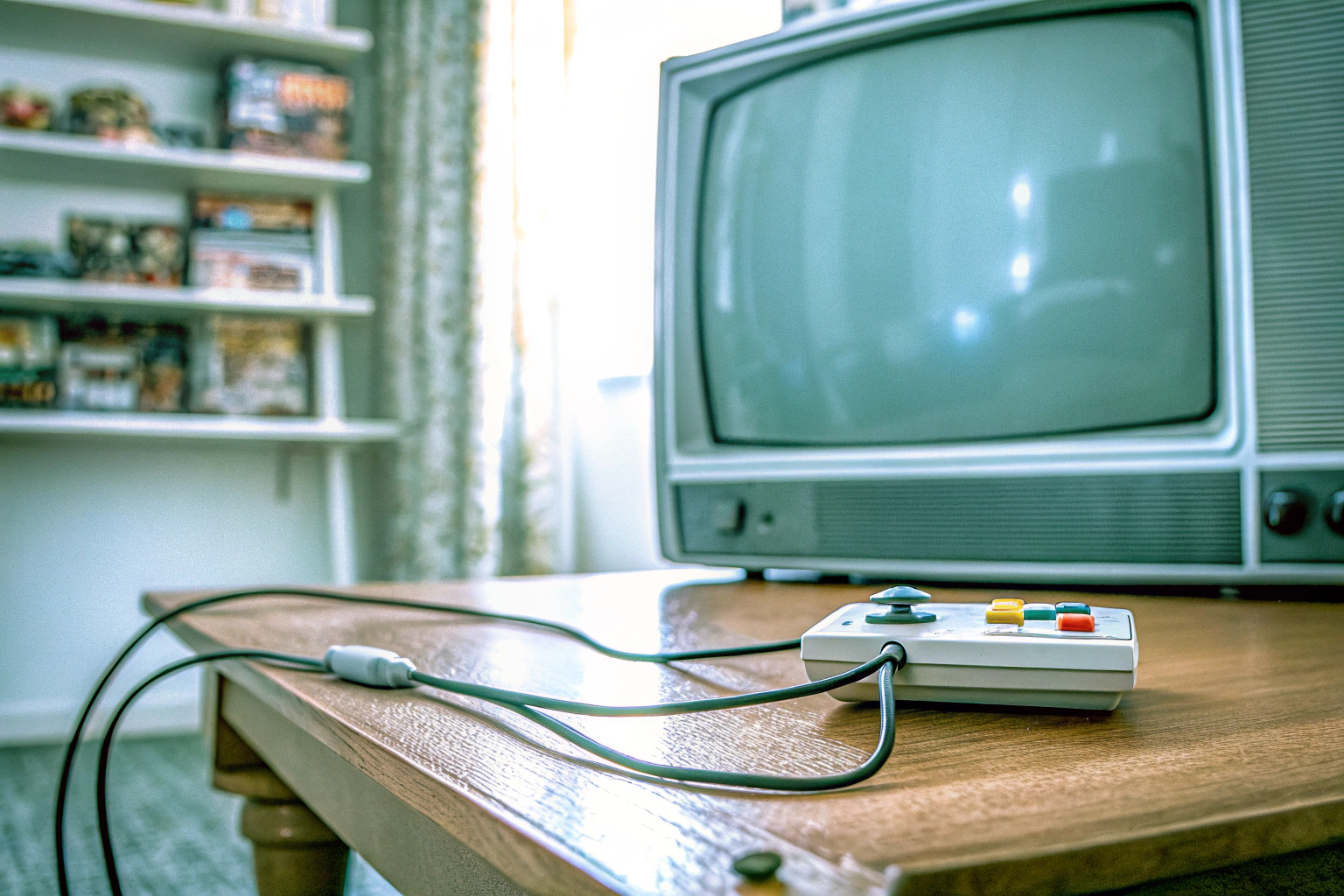Ein Spieler, der die Retro-Konsole an seinen Fernseher anschließt. Retro-Konsole Anschluss