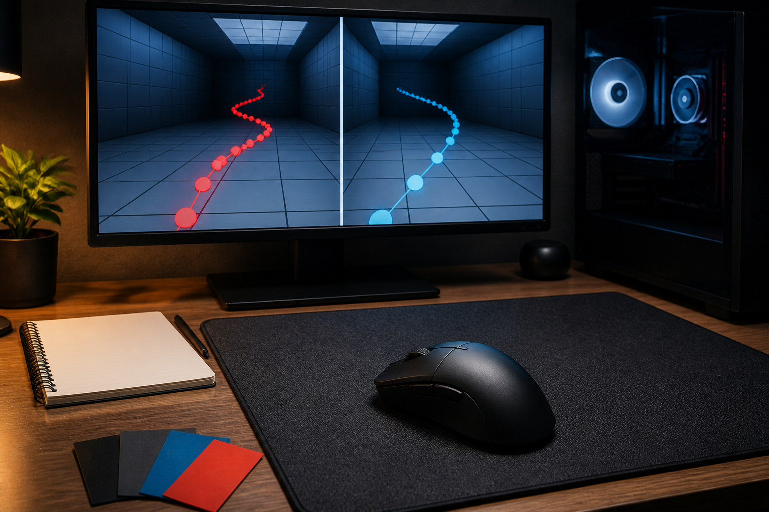 Spieler testet DPI und Polling-Rate im Gaming-Training