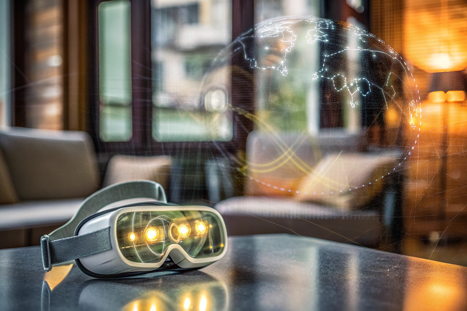 Ein VR-Headset, das für Mixed Reality-Anwendungen genutzt wird. Mixed Reality VR-Headset