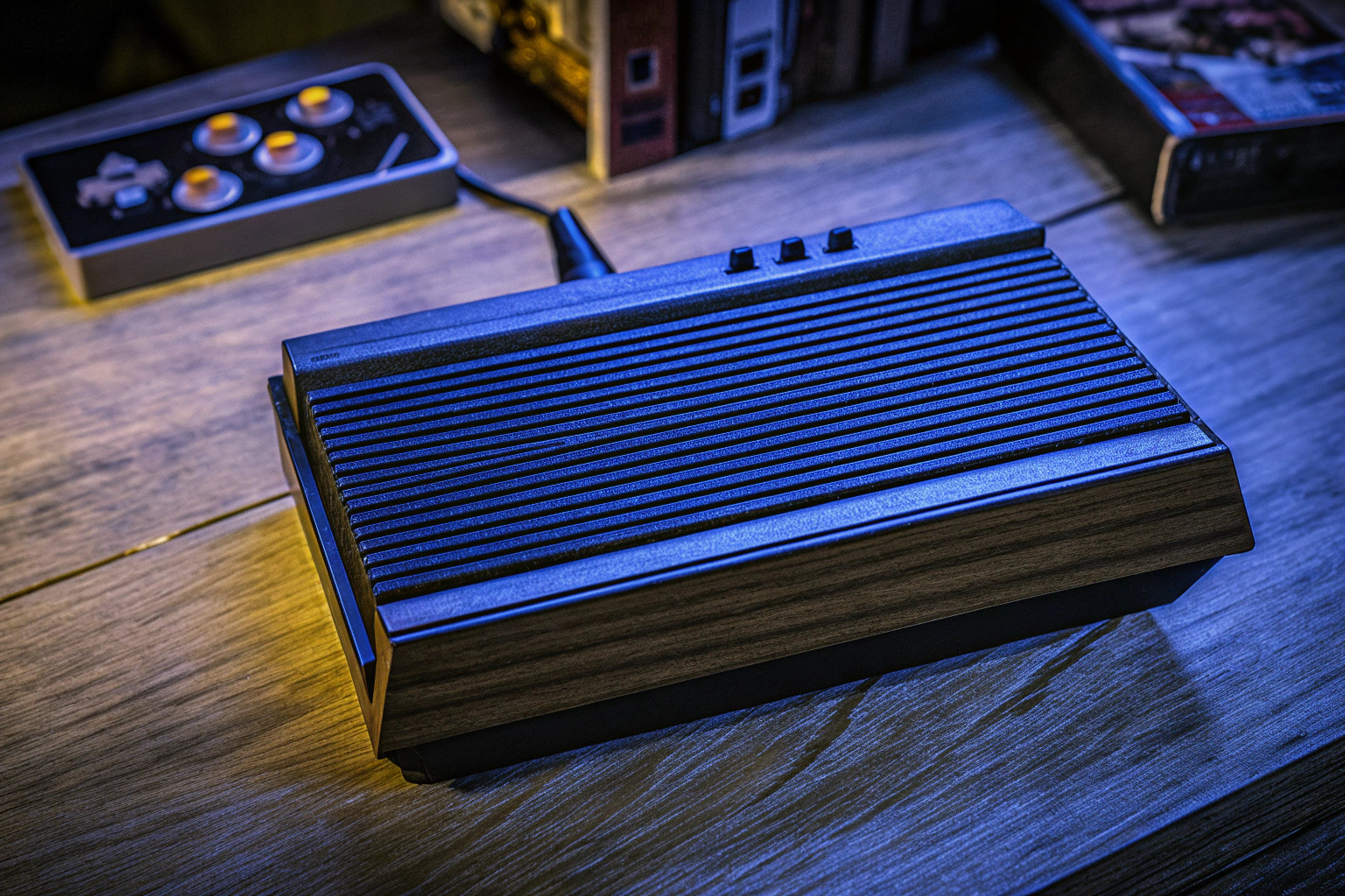 Eine Abbildung des Atari 2600, einer der ersten erfolgreichen Heimkonsolen. Atari 2600 Konsole