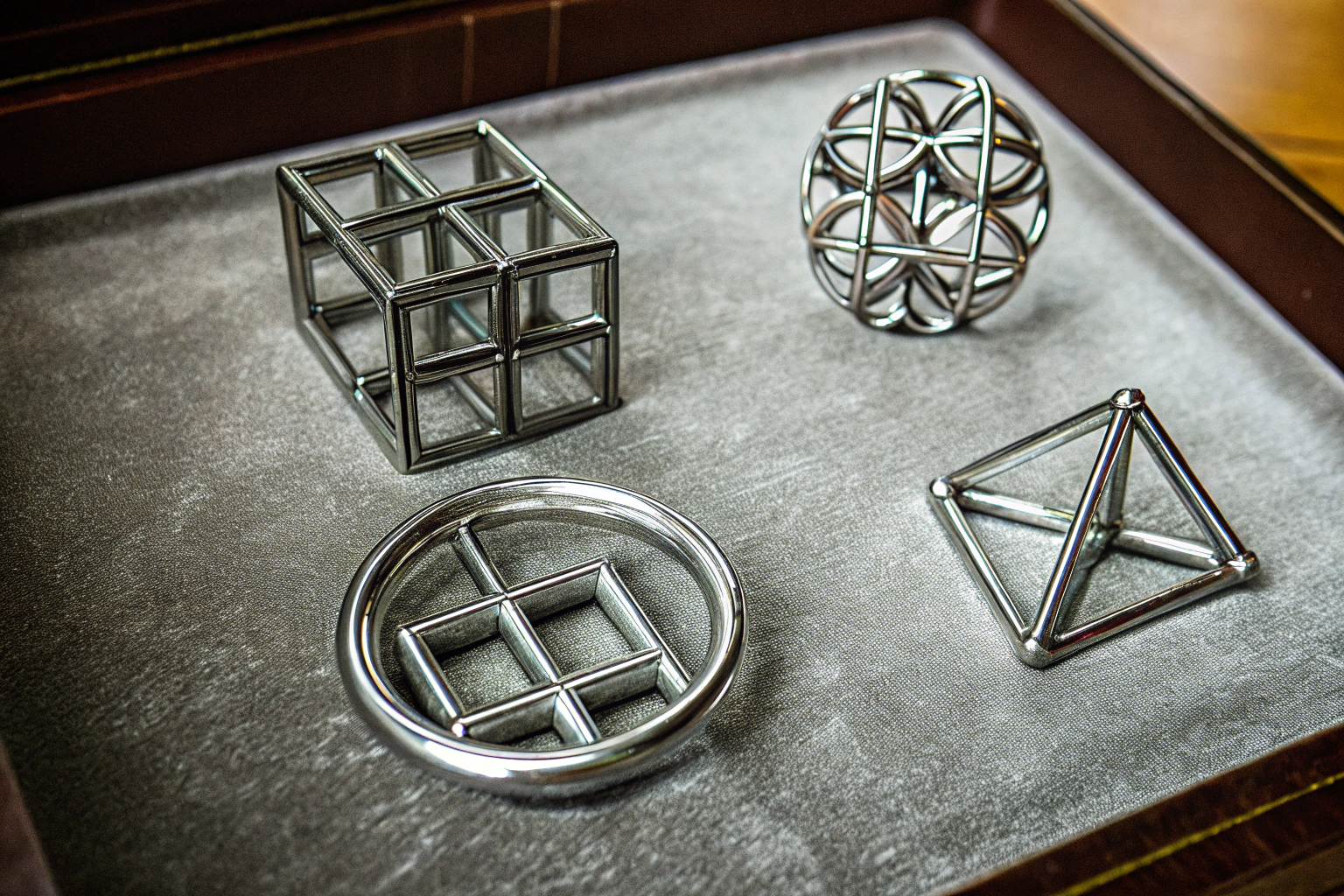 Eine Auswahl von Metallpuzzles aus dem Qanmua 24 Stück Knobelspiele Set. Qanmua 24 Stück Knobelspiele