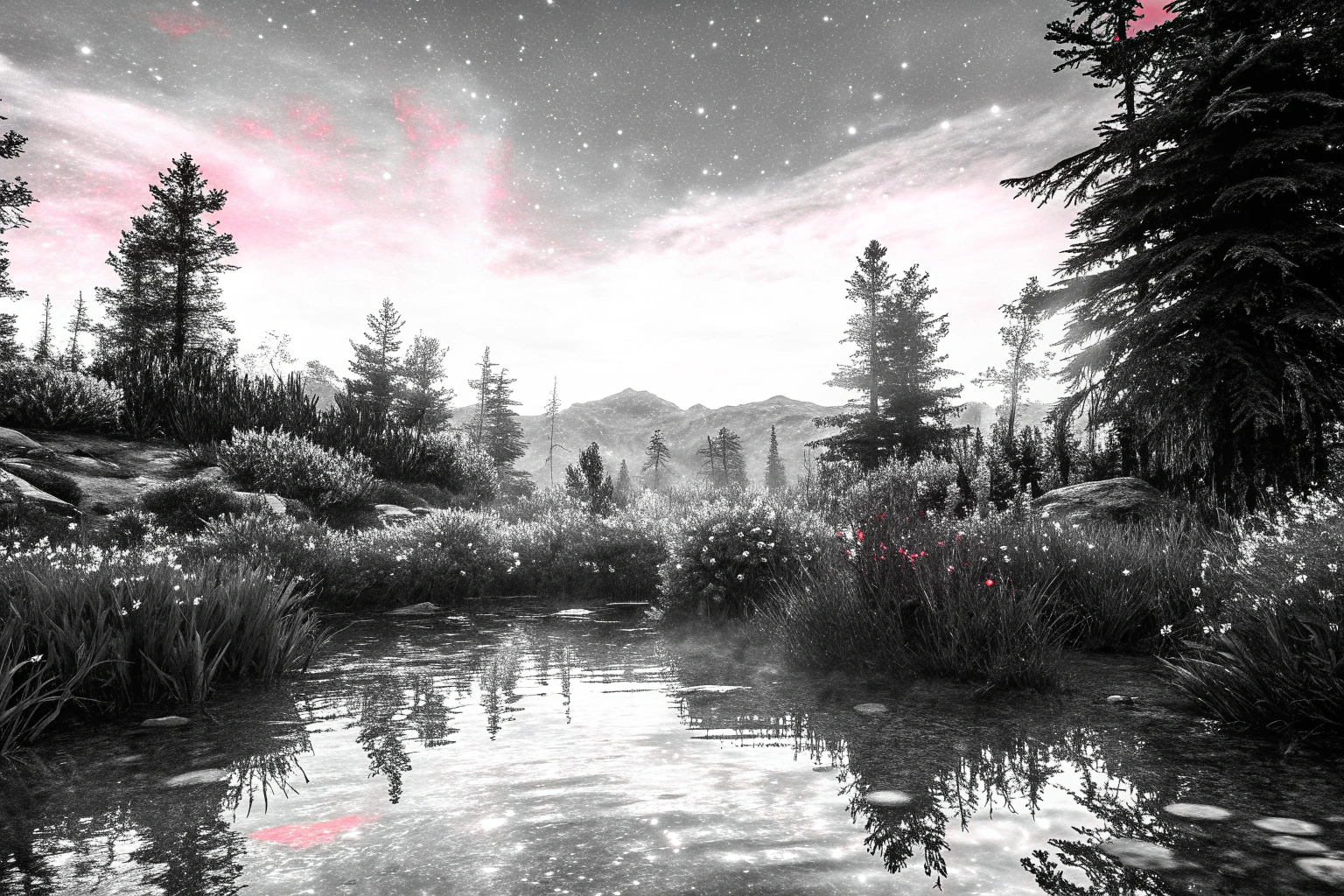 Eine entspannte Szene aus einem Fantasy-Spiel mit passendem Soundtrack. Fantasy-Spiel mit entspannendem Soundtrack