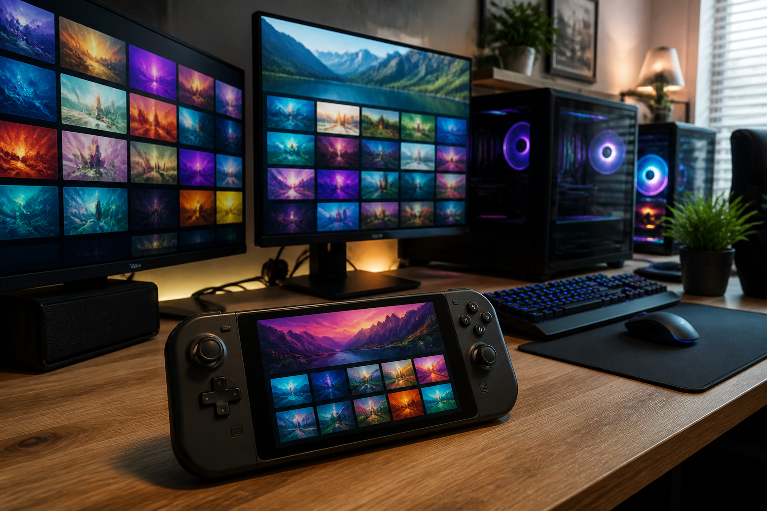 Familie nutzt eine gemeinsame Steam-Spielebibliothek auf PC und Handheld