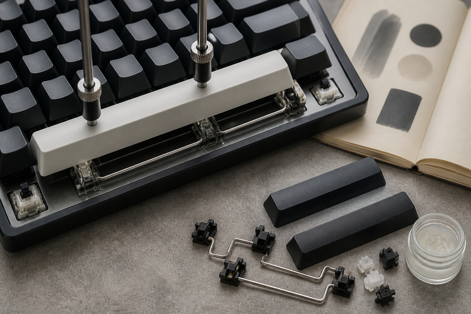Leertaste einer mechanischen Tastatur nach dem Stabilizer-Tuning testen