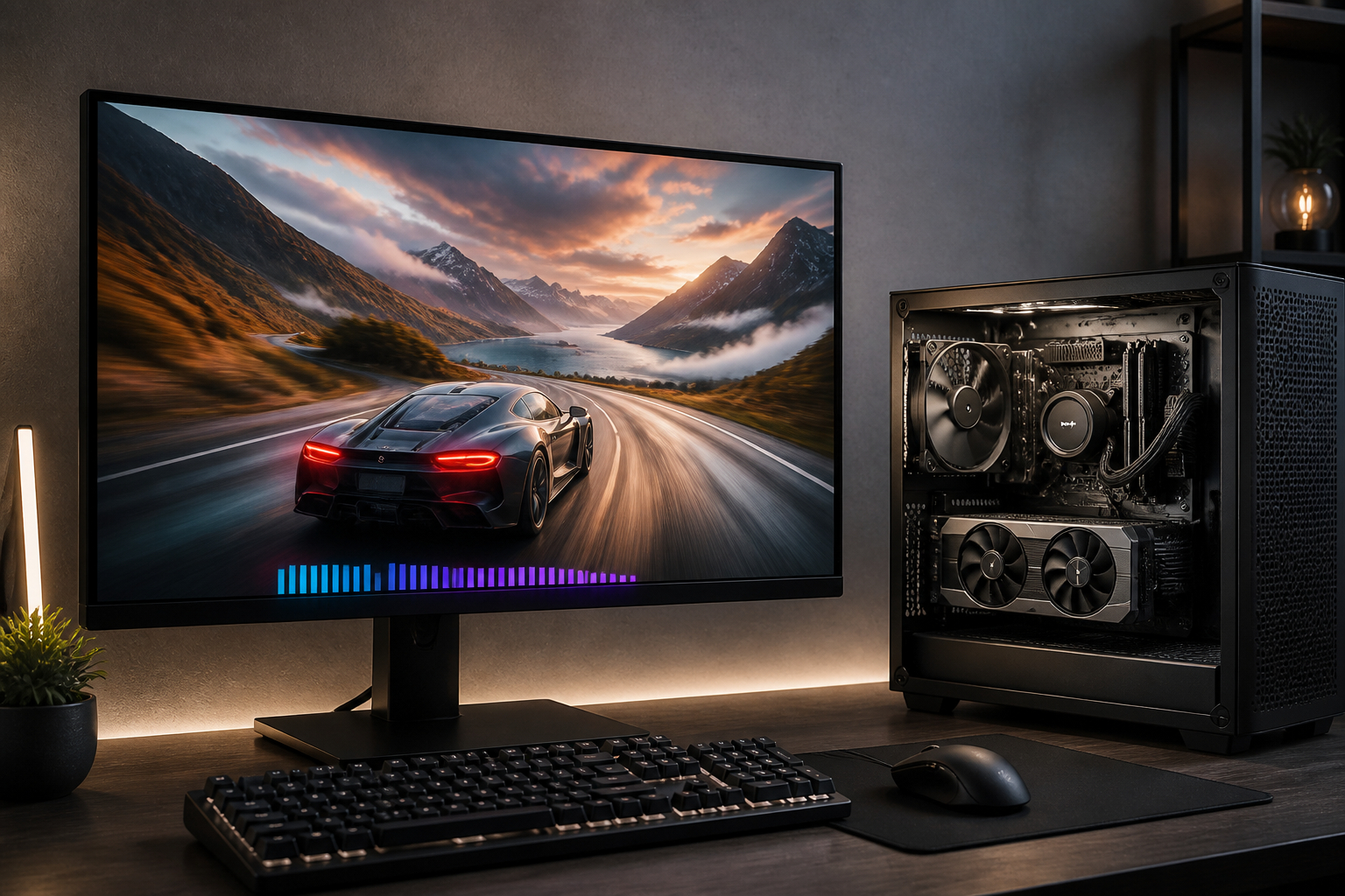 QHD Gaming Setup mit leistungsfähiger Mittelklasse Grafikkarte