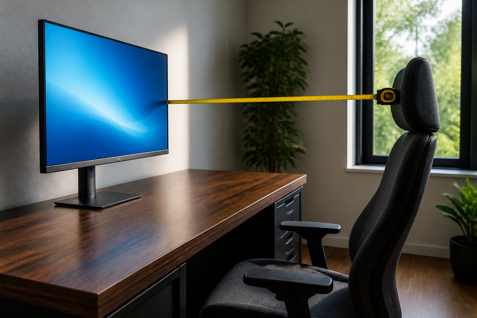 Optimaler Abstand zwischen Gamer und Gaming-Monitor am Schreibtisch