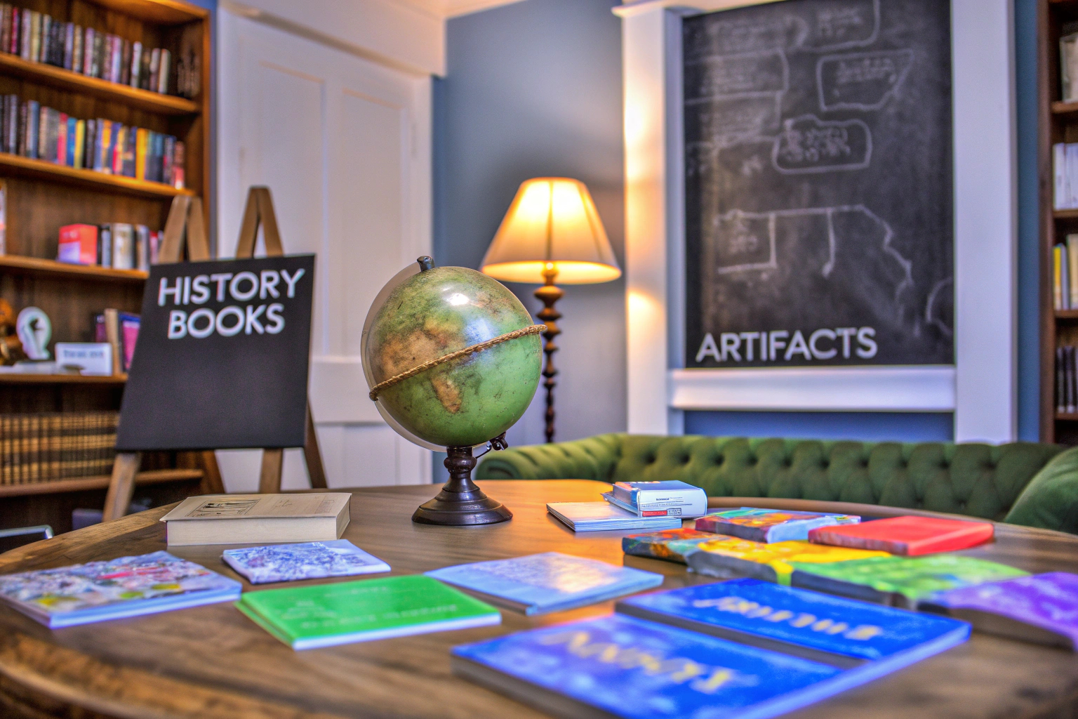 Familie spielt ein Geschichtsquiz