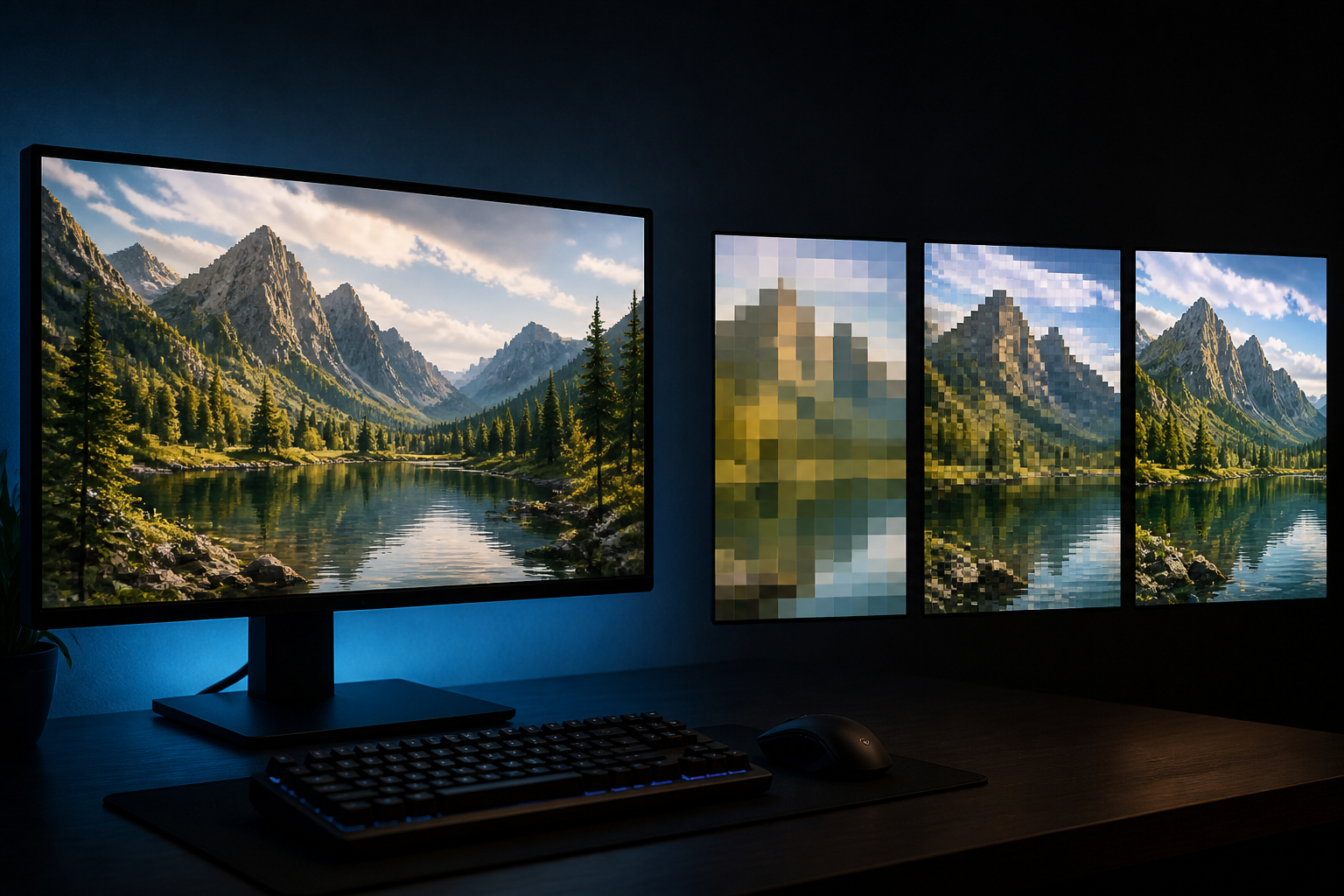 Vergleich von Full-HD WQHD und 4K für den VRAM-Bedarf