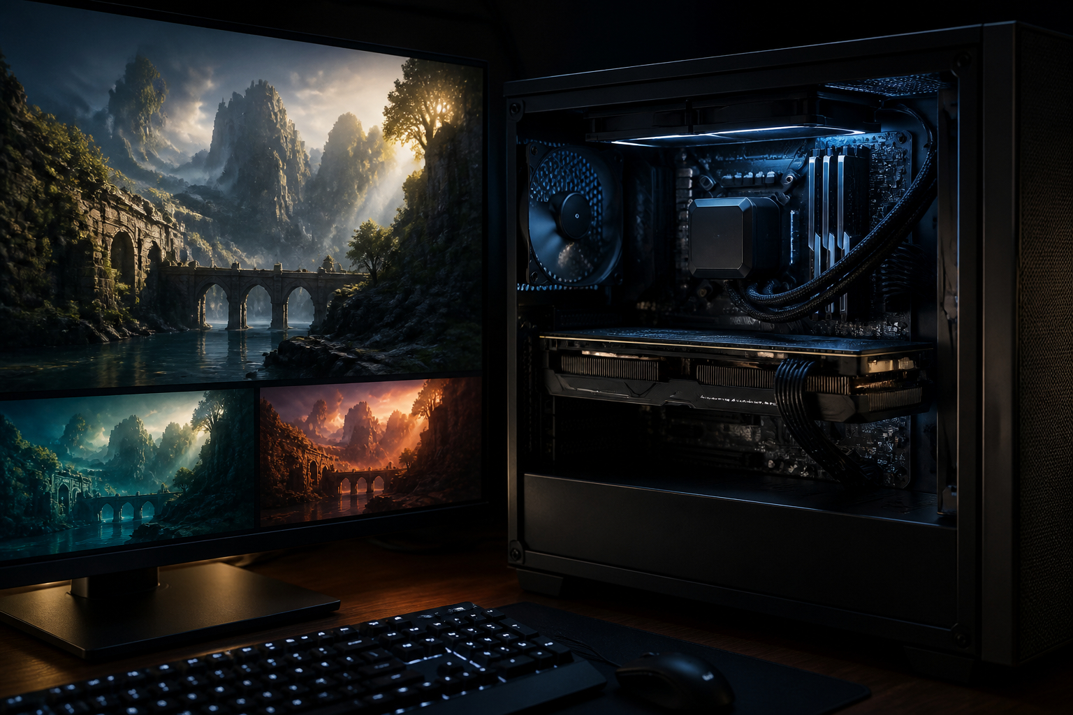 Gaming PC mit Grafikkarte und modernen Grafikschnittstellen