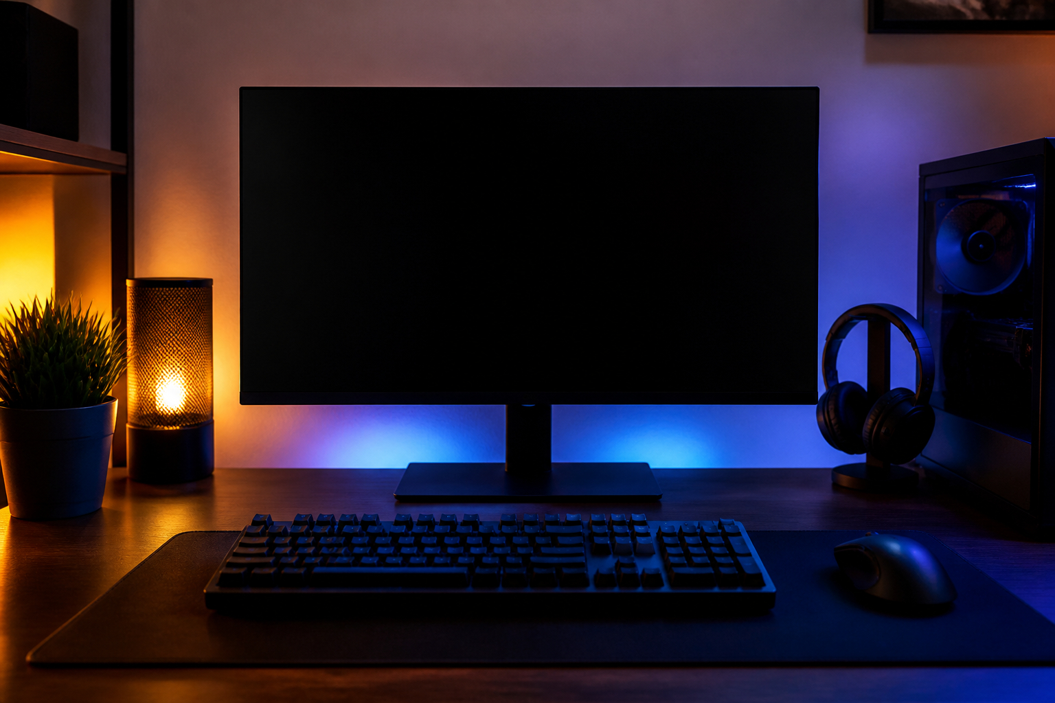 Gaming-Arbeitsplatz mit OLED-Monitor und Energiesparfunktion