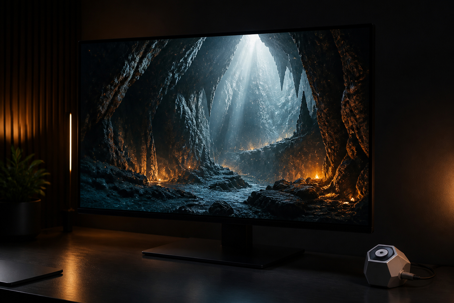Kalibrierter Gaming-Monitor mit sichtbaren Schatten- und Farbdetails