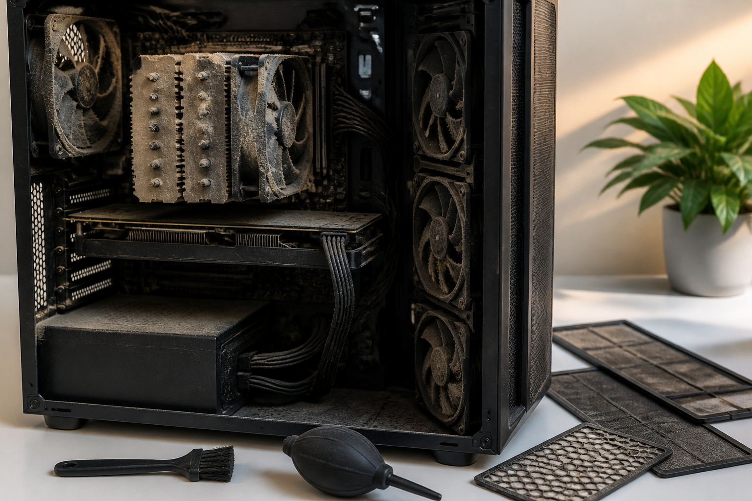 Staub aus Gaming-PC und Gehäuselüftern entfernen