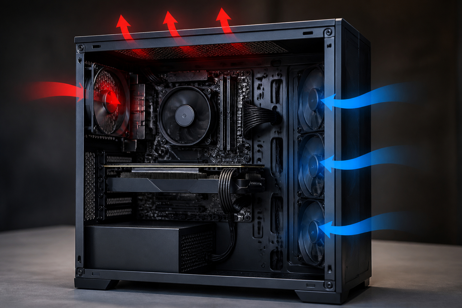 Optimaler Airflow im PC-Gehäuse mit Intake- und Exhaust-Lüftern