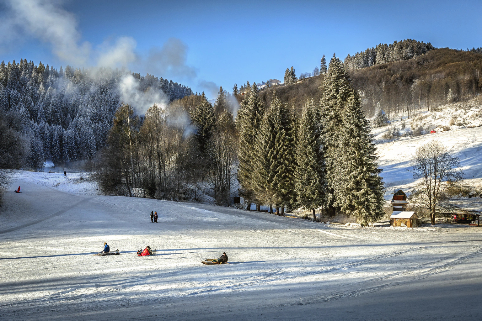 Kinder spielen im Schnee