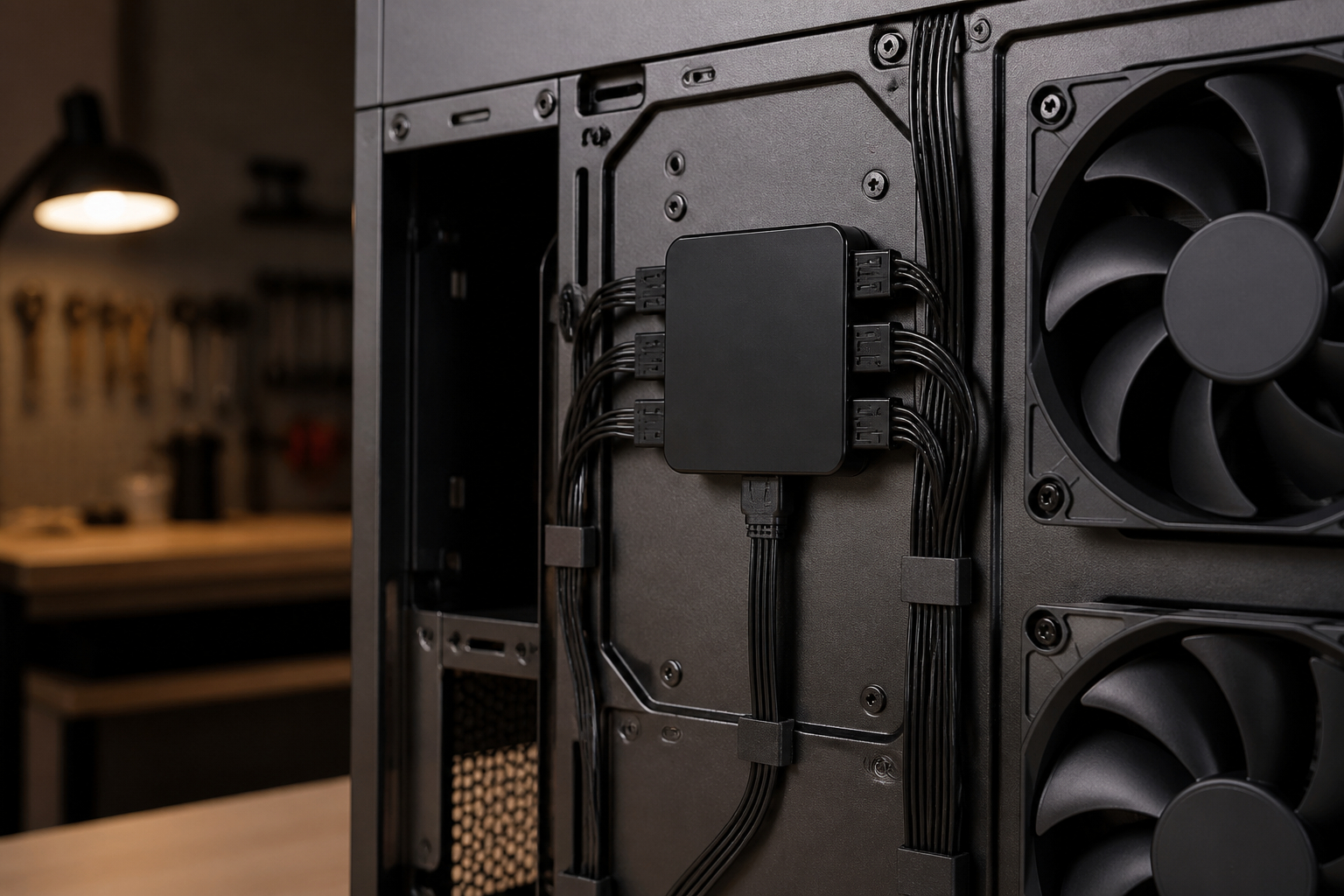 SATA-gespeister PWM-Lüfter-Hub im PC-Gehäuse