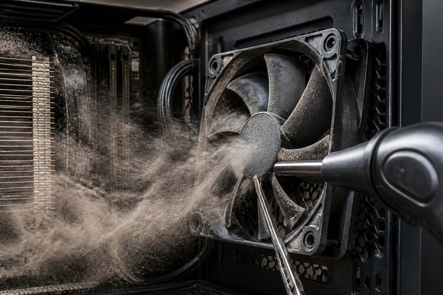 Gaming-PC-Lüfter sicher mit Druckluft reinigen