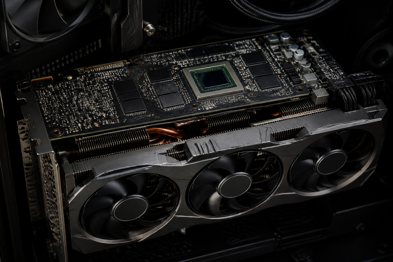 Moderne Grafikkarte mit VRAM im Gaming-PC