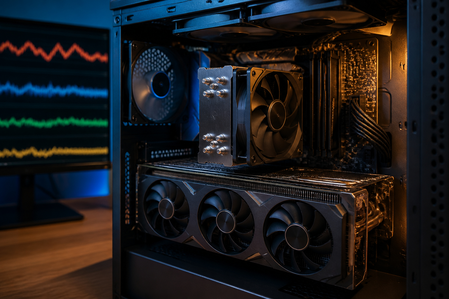 Gaming-PC beim Undervolting mit Temperaturüberwachung