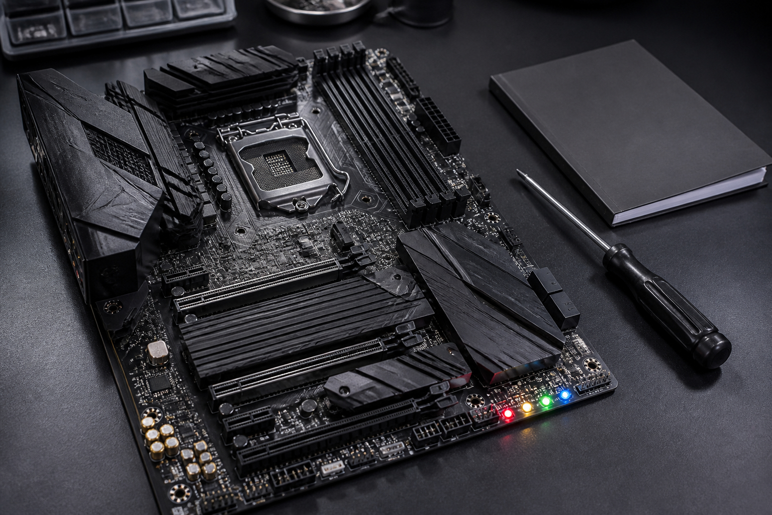 Debug-LEDs CPU DRAM VGA BOOT auf einem Mainboard