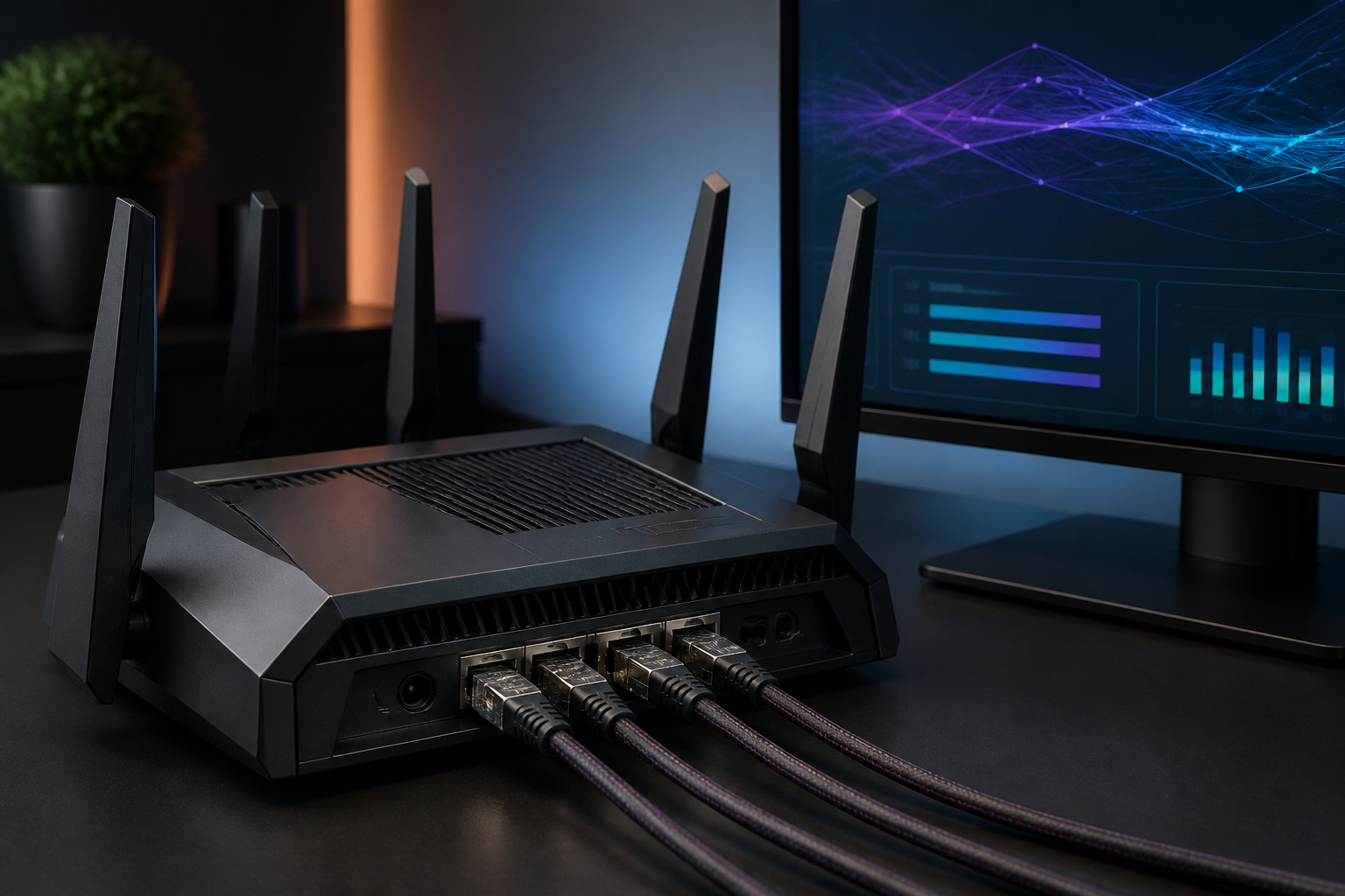 Gaming-Router mit QoS und Ethernet-Anschlüssen für niedrige Latenz