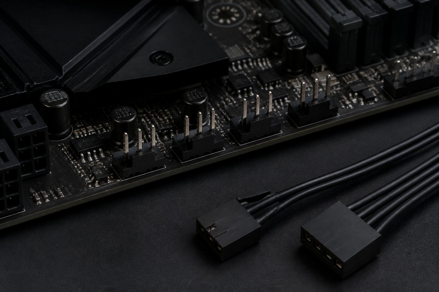 4-Pin-PWM-Anschluss und 3-Pin-PC-Lüfter auf einem Mainboard