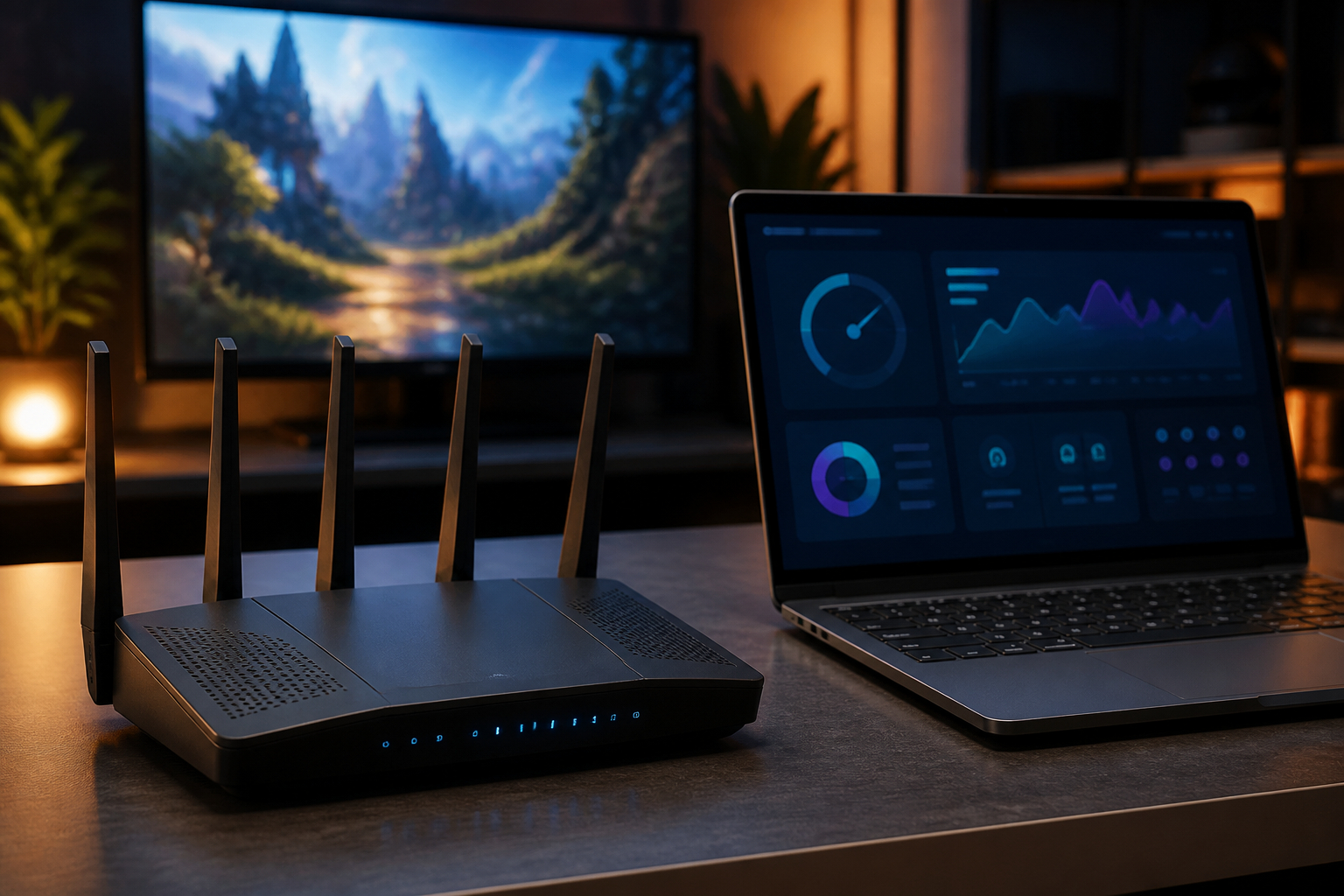 Router-Einstellungen für QoS und Gaming am Laptop
