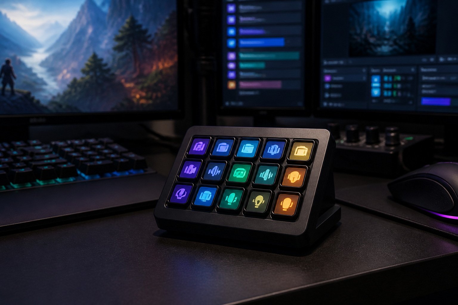 Streamer nutzt ein Makropad für Szenenwechsel und Chat