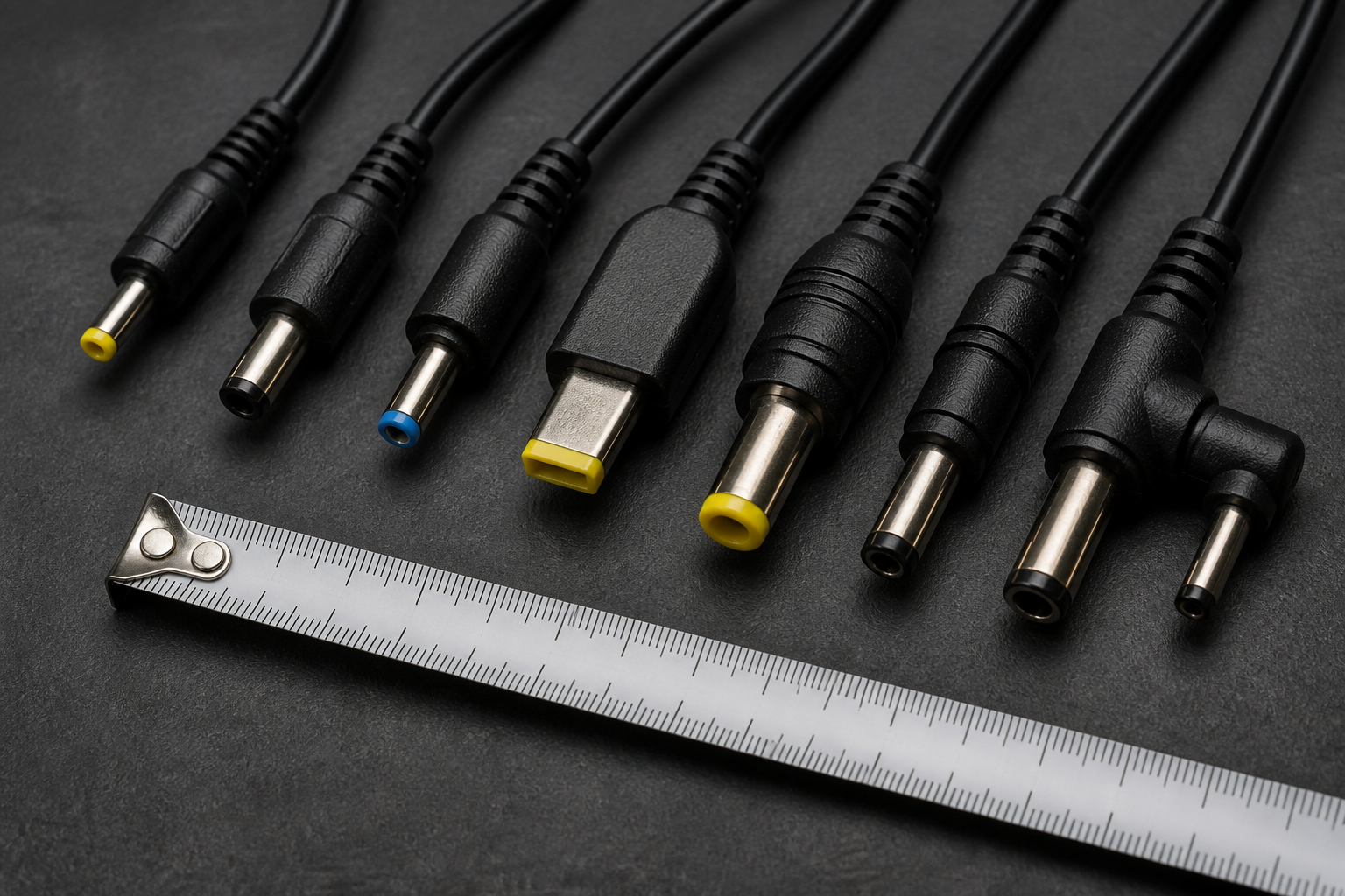 Unterschiedliche Laptop-Netzteilstecker und Steckergrößen