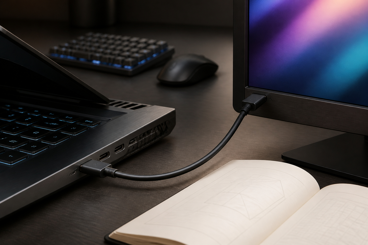 USB-C-Port am Laptop auf Kompatibilität für DisplayPort und Power Delivery prüfen