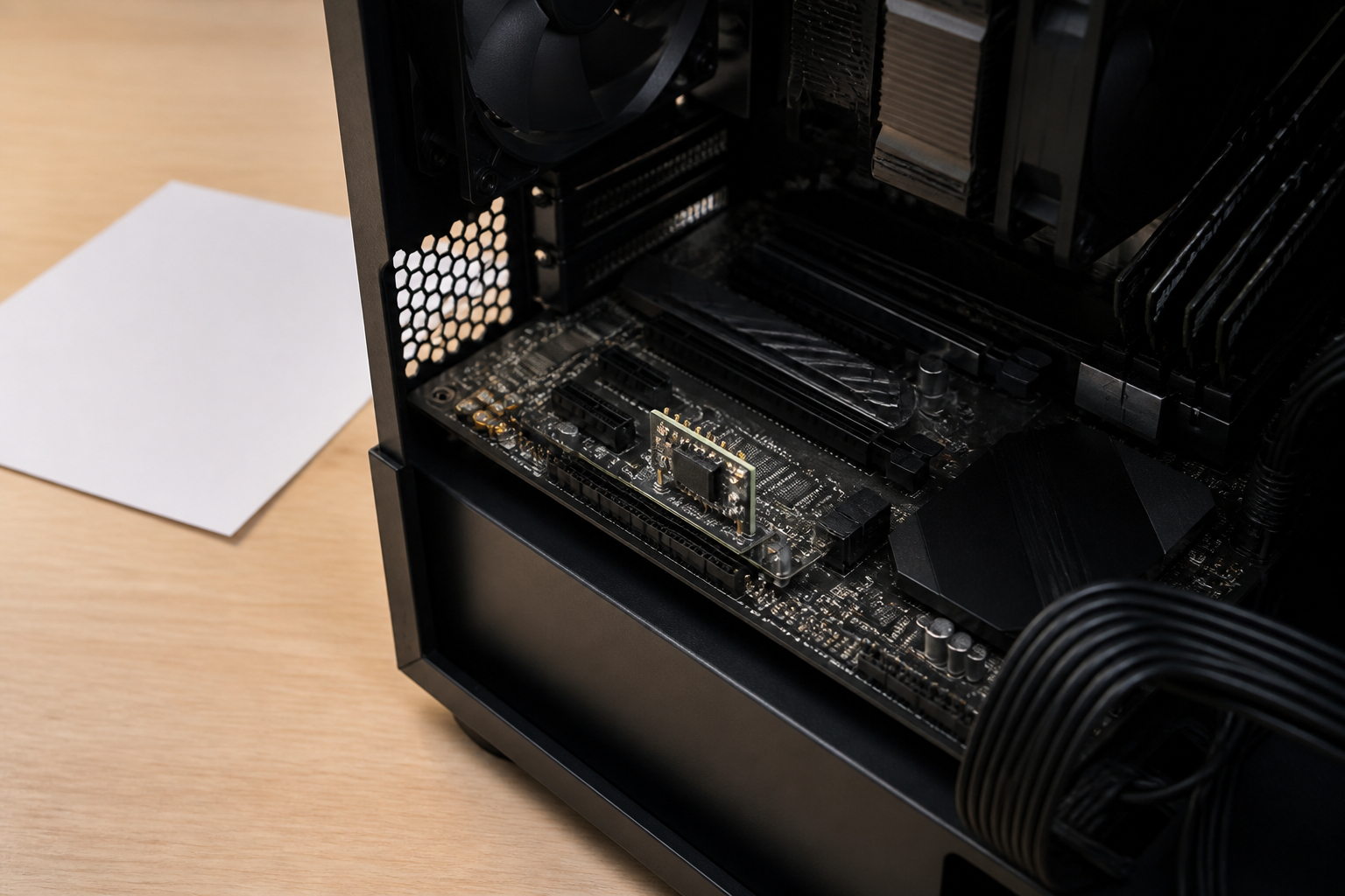 TPM-Modul auf einem Mainboard vor dem Einbau in einen Gaming-PC