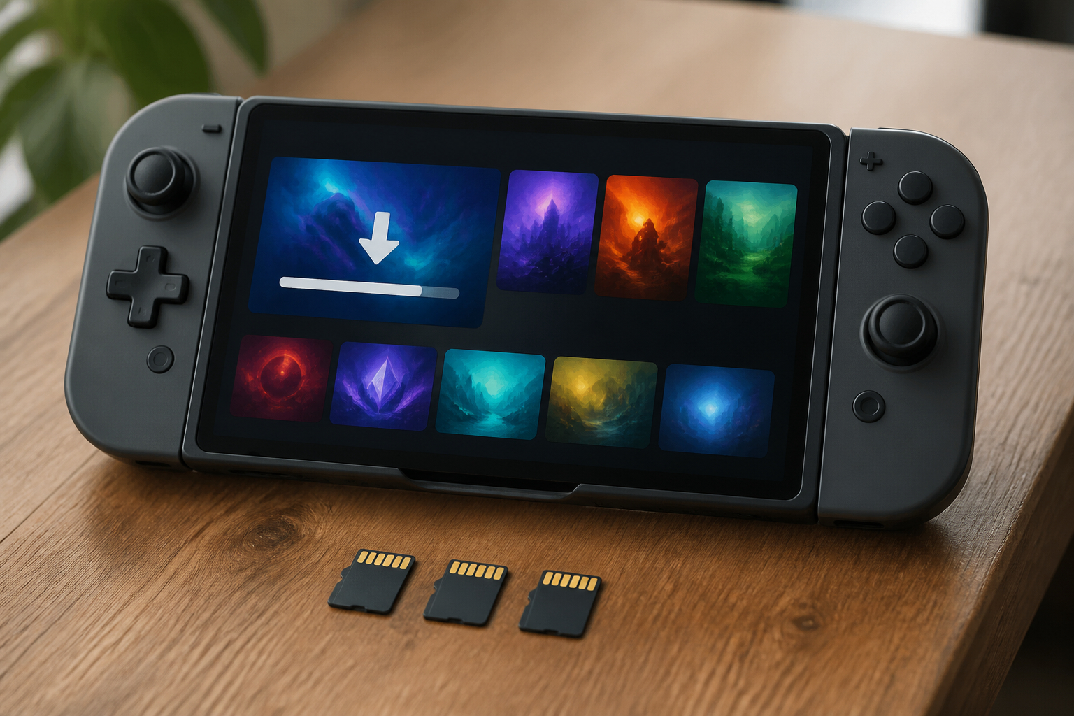 Nintendo Switch 2 mit drei 256 GB microSD Express Karten für Spiele