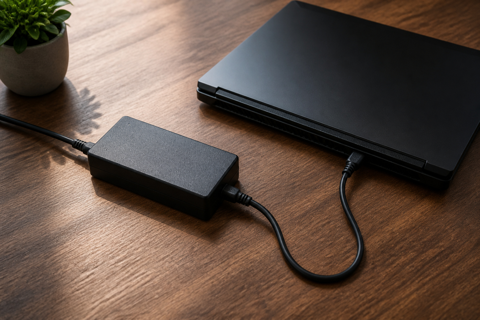 Sicher aufgestelltes Gaming-Laptop-Netzteil mit freiem Adapter