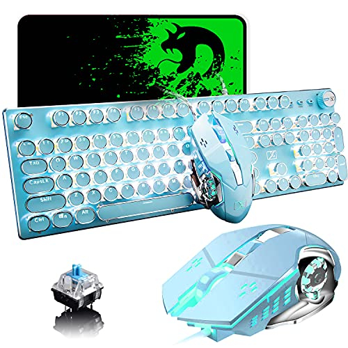 USB-Tastatur mit Kabel, mechanisch, Retro, Steampunk