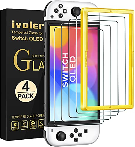 ivoler 4 Stück Schutz Glas Kompatibel für Nintendo Switch OLED