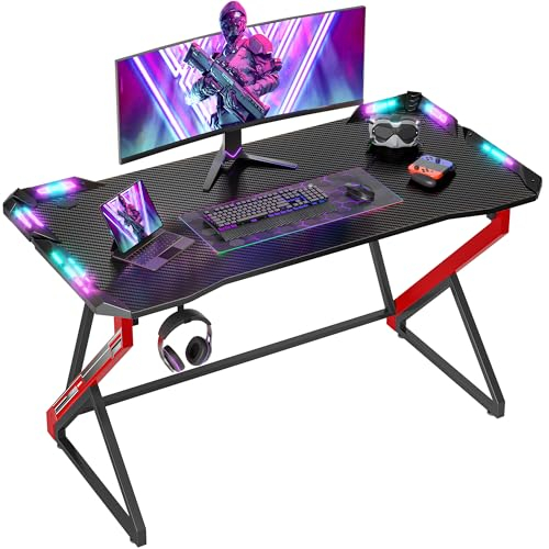 BEXEVUE Gaming Schreibtisch LED – 100x60 cm