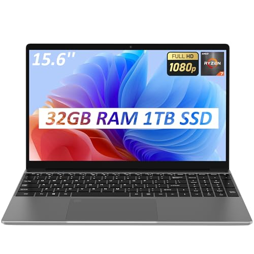 Auusda Gaming Laptop, 32GB DDR4 RAM, 1TB SSD, AMD Ryzen7 5700U CPU