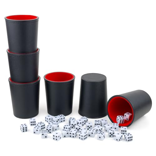 Gesserit Mit Filz ausgekleidetes PU-Leder-Würfelbecher-Set