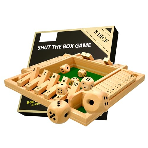 DEUXYU Shut The Box 4 Spieler, Holz Würfelspiel