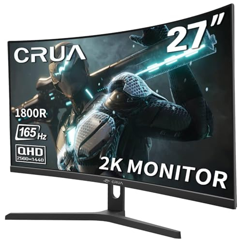 CRUA Gaming-Monitor 27 Zoll 2K 165Hz|144HZ Curved