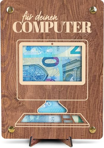 Laptop Geschenk - XL Geldgeschenk aus Holz