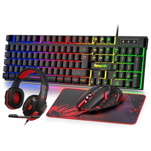 Rewurnth Gaming Tastatur und Maus Set mit Headset