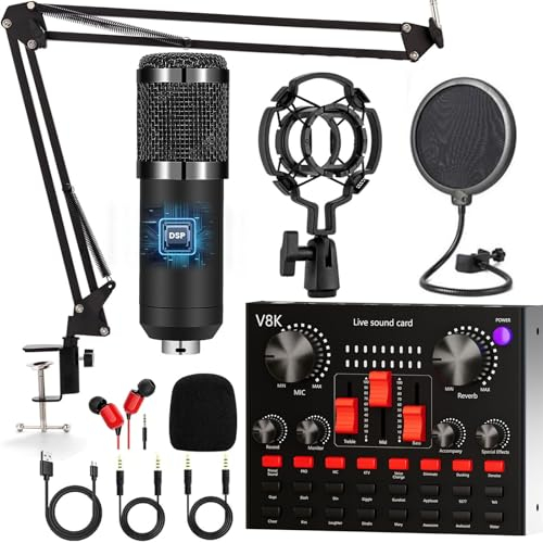 Podcast Mikrofon Bündeln, Audio Interface mit Cardioid Designer BM800 Mikrofon