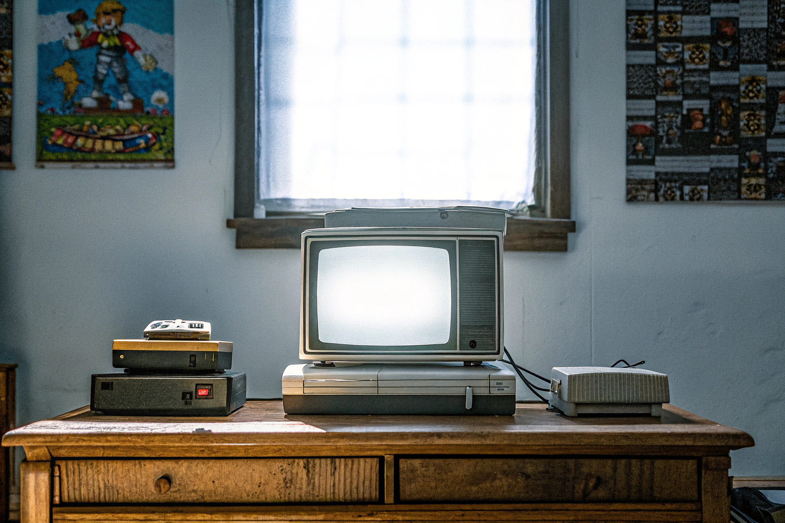 Retro-Gaming-Setup mit klassischen Videospielen und Konsolen. Retro-Gaming-Setup