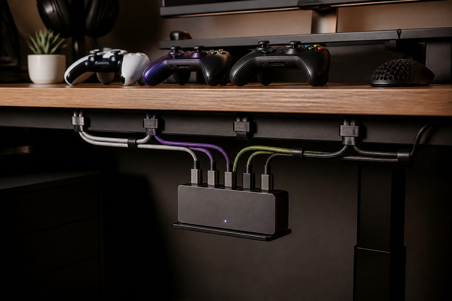 Kabelmanagement für mehrere PC Controller und USB Hub