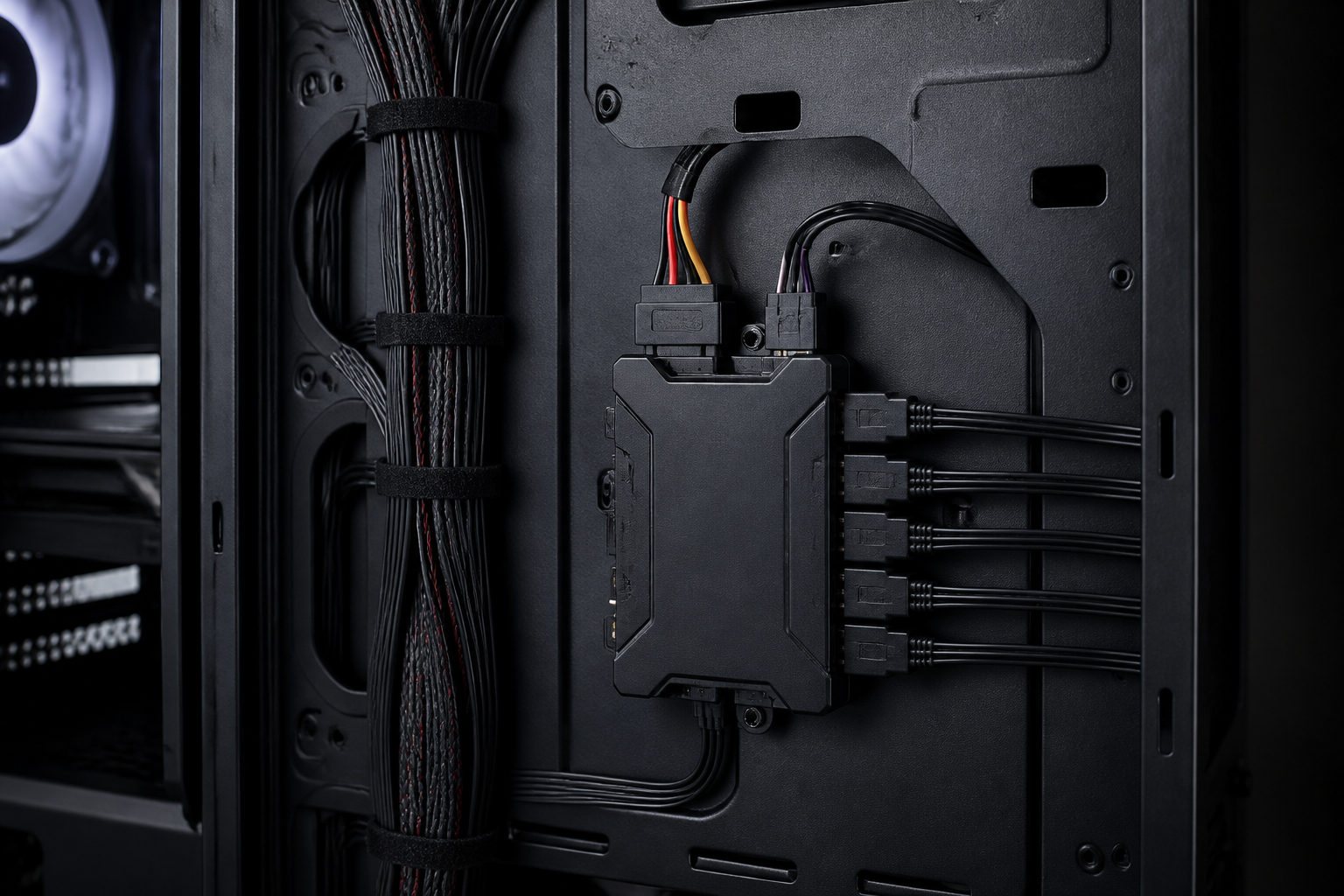ARGB-Hub im PC korrekt verkabeln und hinter dem Mainboard montieren