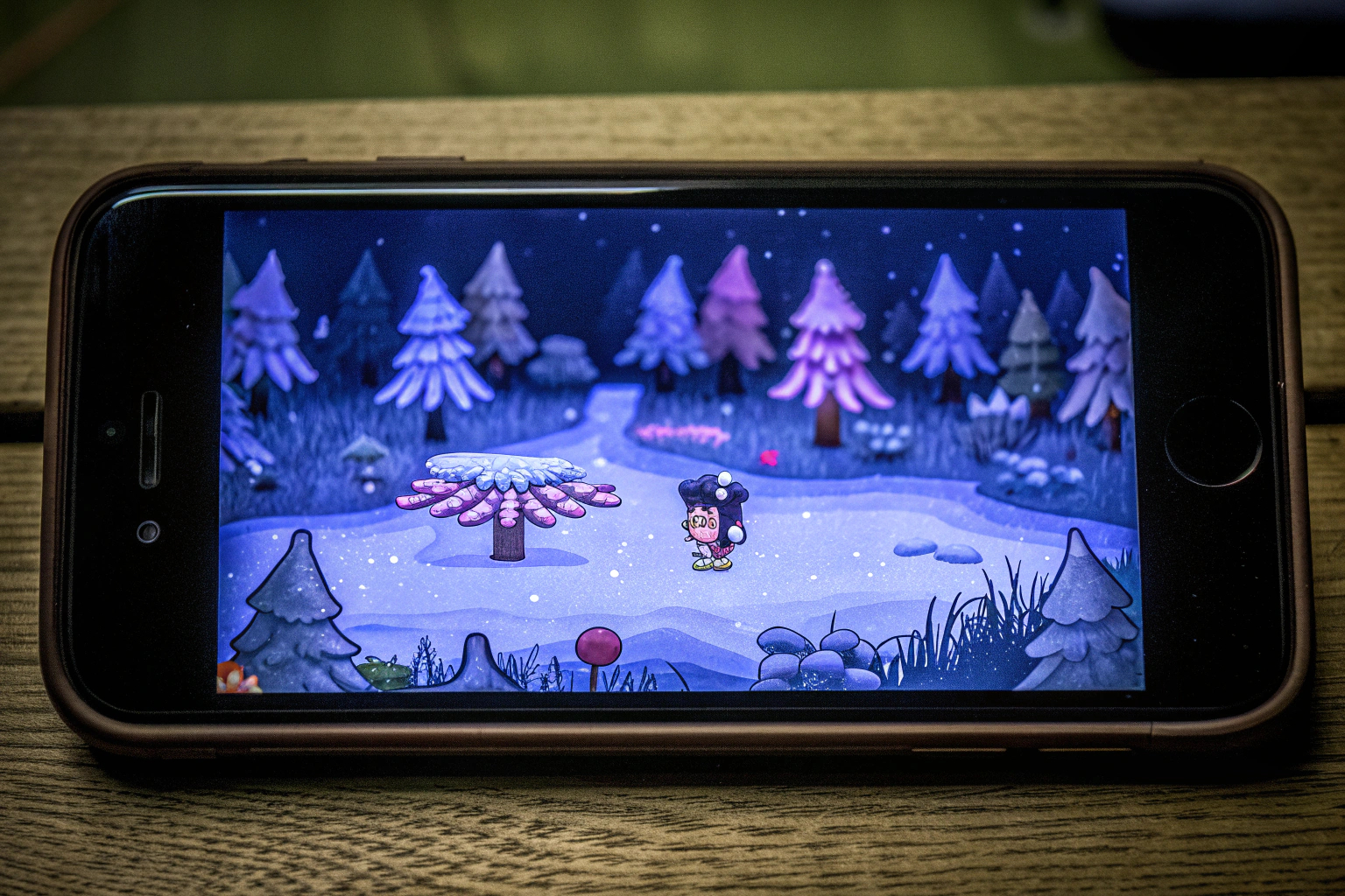 Screenshot eines mobilen Indie-Spiels mit farbenfroher Grafik und intuitiver Steuerung. Mobile Indie-Spiel Szene