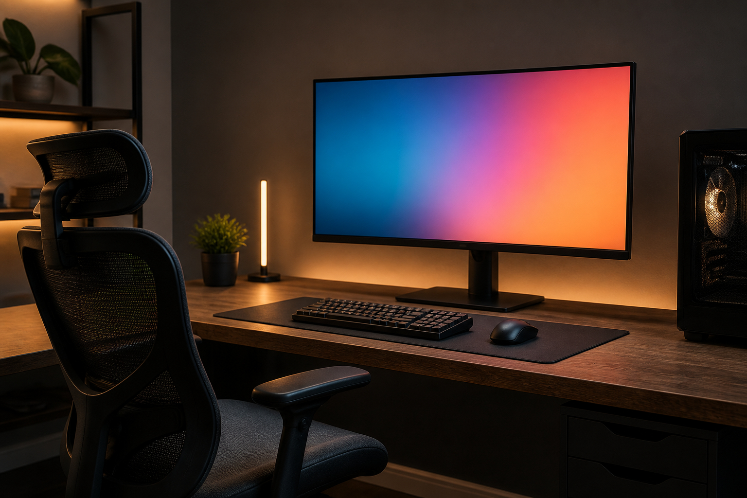 Ergonomische Sitzhaltung vor einem Gaming-Monitor