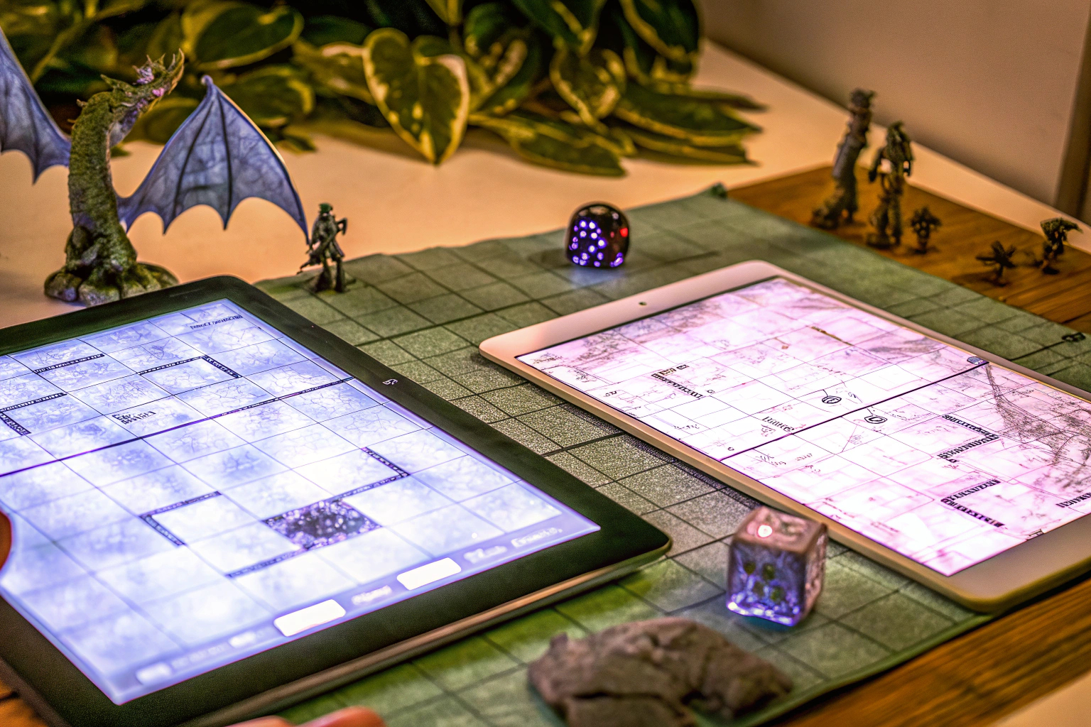 Spieler, die ein Pen-and-Paper-RPG online über einen virtuellen Tisch spielen. Online Pen-and-Paper-RPG